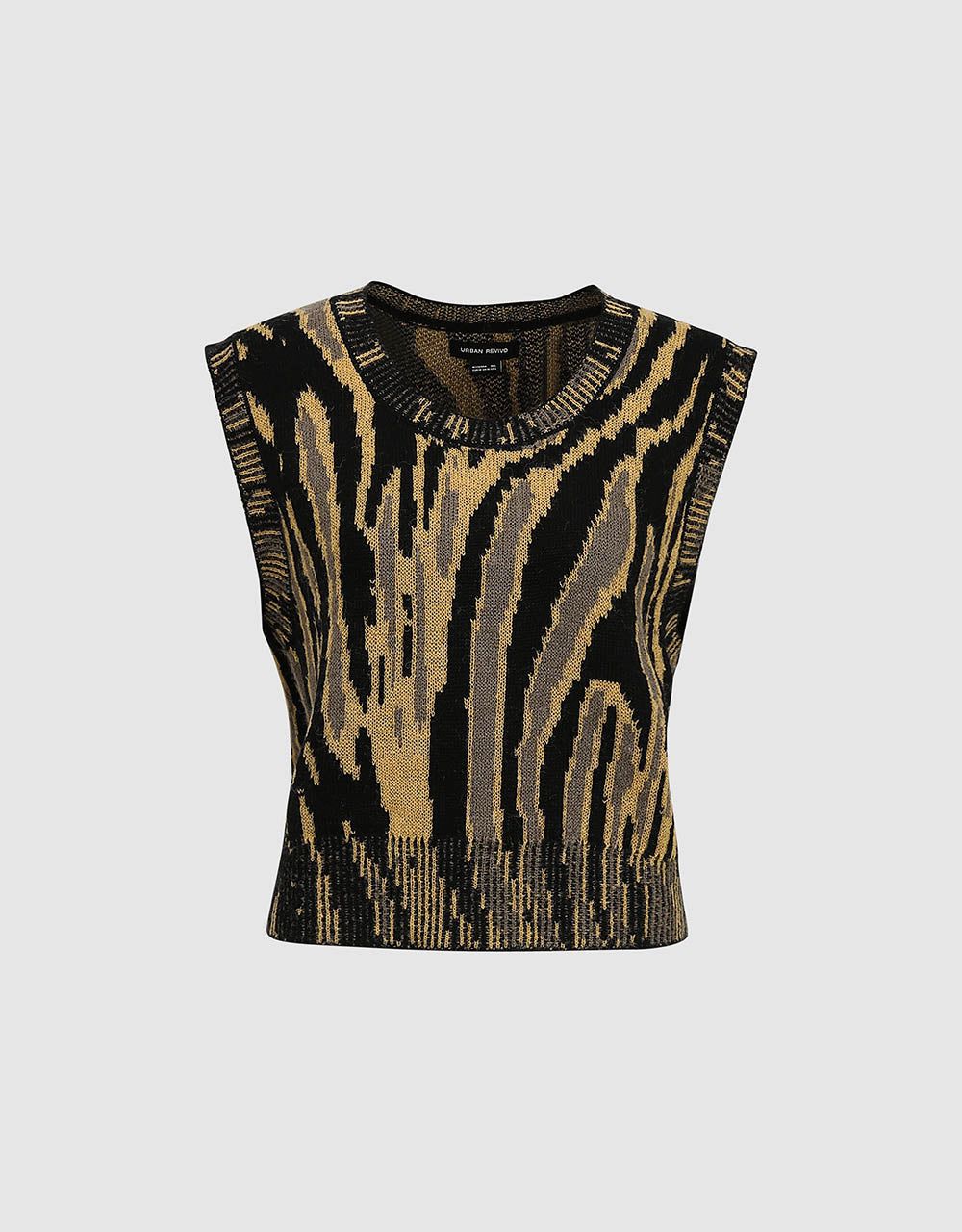 Printed Crew Neck Knitted Vest sold by Urban Revivo product image thumbnail 2