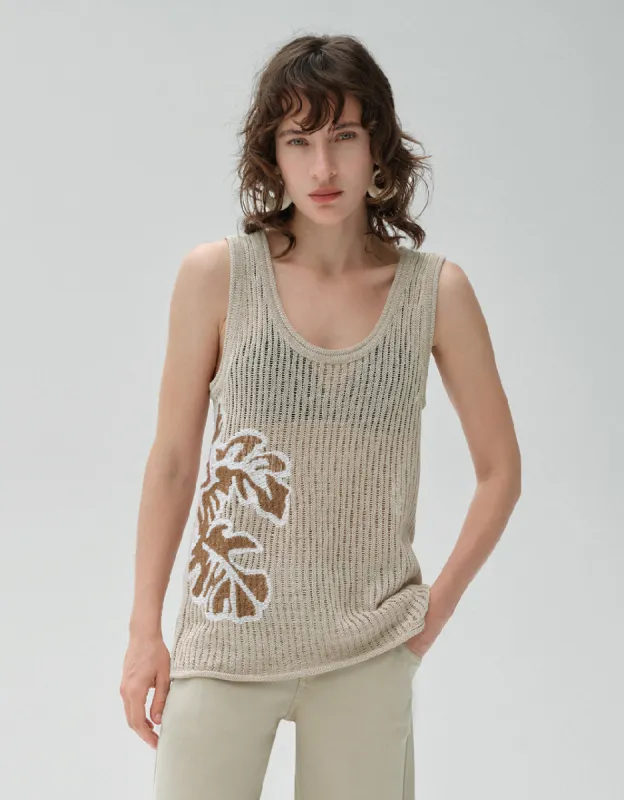 Leaf Printed Knitted Vest sold by Urban Revivo