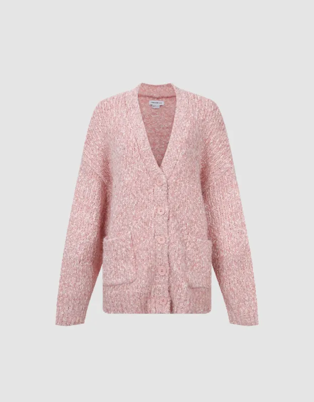 Drop Shoulder Sleeve V-Neck Knitted Cardigan sold by Urban Revivo