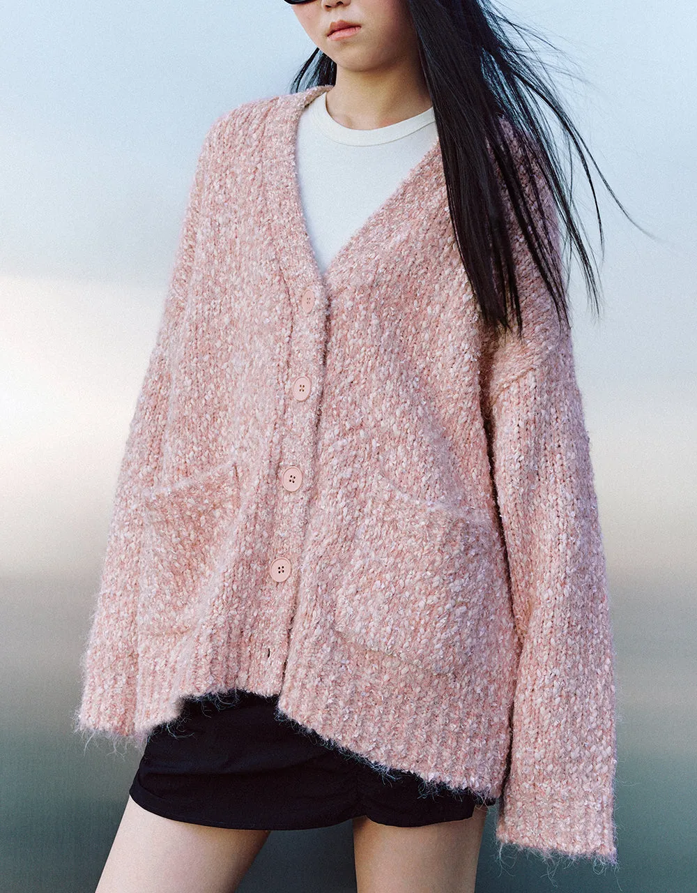 Drop Shoulder Sleeve V-Neck Knitted Cardigan sold by Urban Revivo product image thumbnail 3