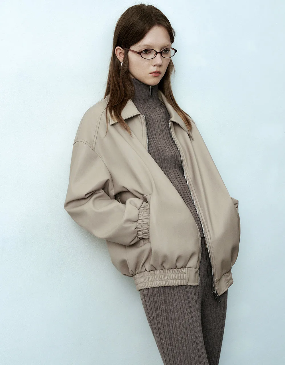 Zipper Front Vegan Leather Straight Jacket sold by Urban Revivo product image thumbnail 3