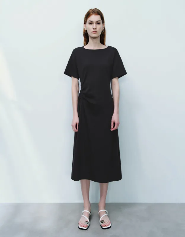 Ruched U Neck A-Line Dress sold by Urban Revivo