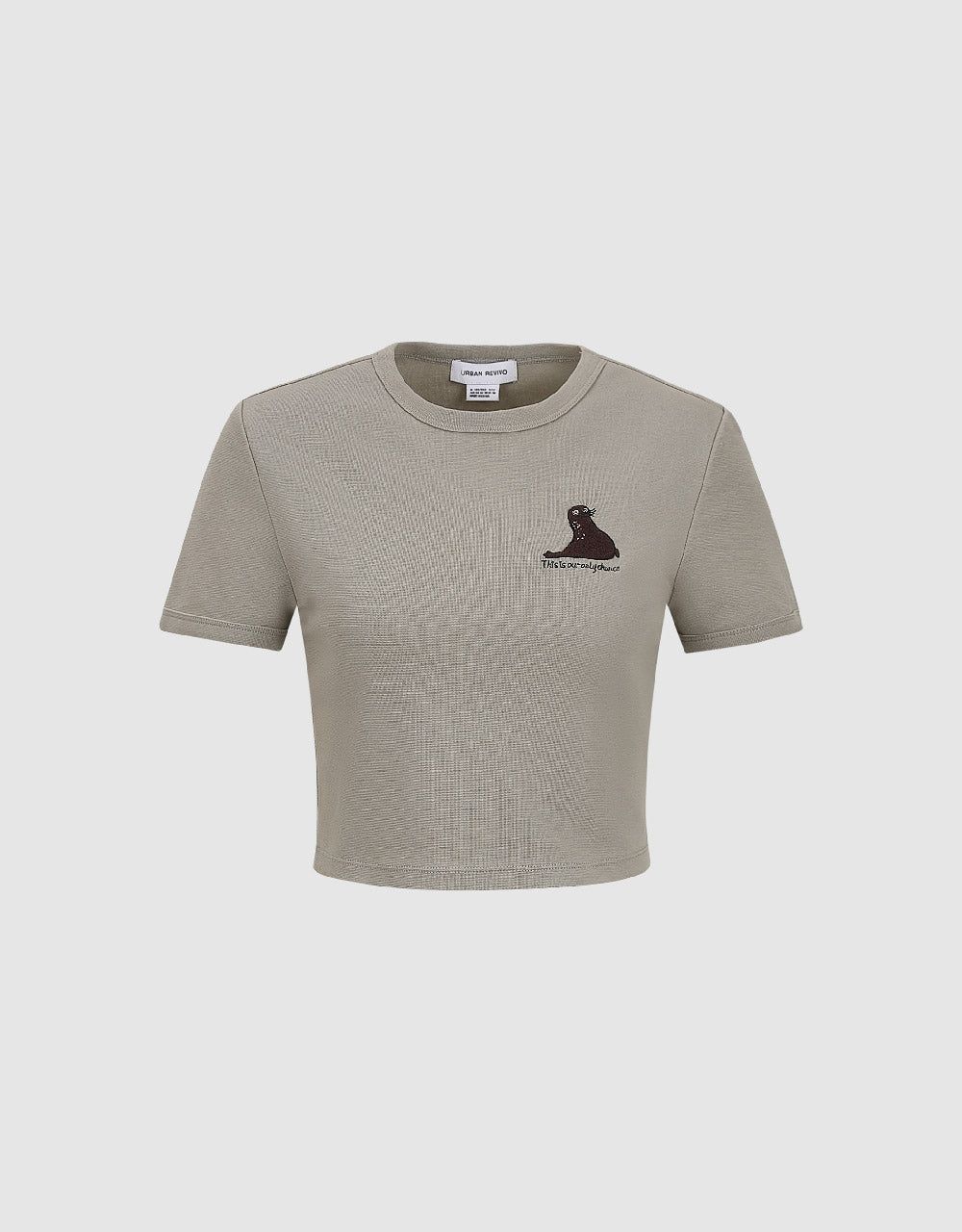 Printed Crew Neck Skinny T-Shirt sold by Urban Revivo product image thumbnail 2