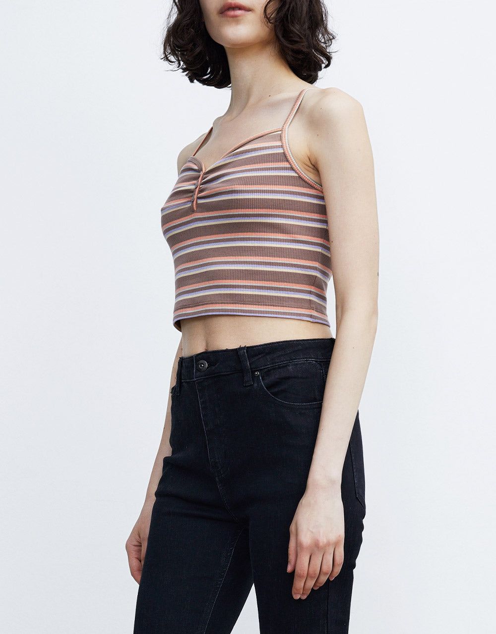 Striped Half Button Knitted Cami Top sold by Urban Revivo product image thumbnail 5
