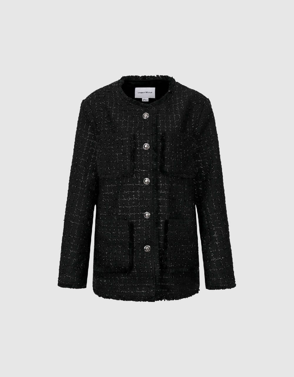 Raw Trim Crew Neck Tweed Jacket sold by Urban Revivo product image thumbnail 2