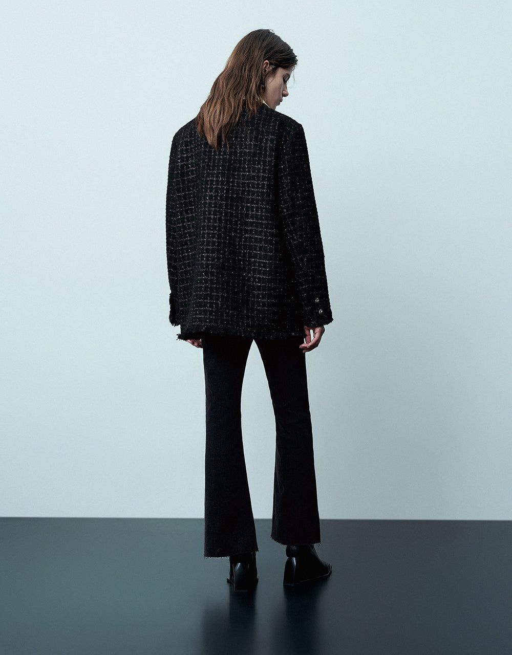 Raw Trim Crew Neck Tweed Jacket sold by Urban Revivo product image thumbnail 4