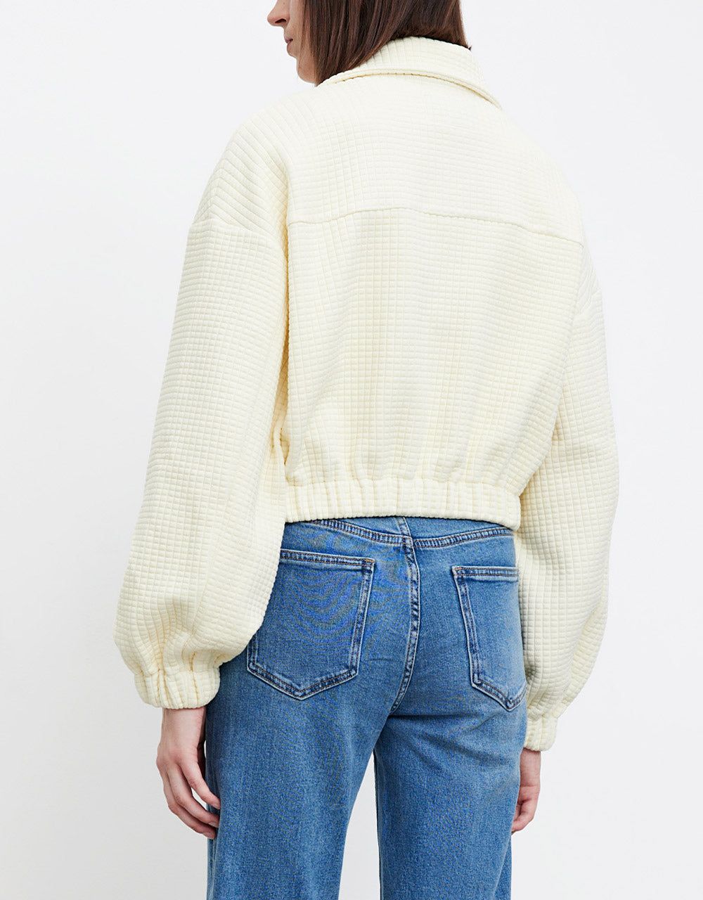 Waffle Drop Shoulder Zip Up Elastic Hem Jacket sold by Urban Revivo product image thumbnail 5