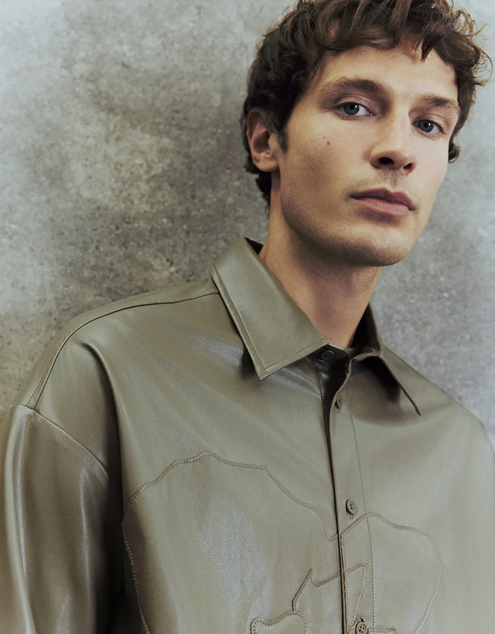 Vegan Leather Loose Shirt sold by Urban Revivo product image thumbnail 4