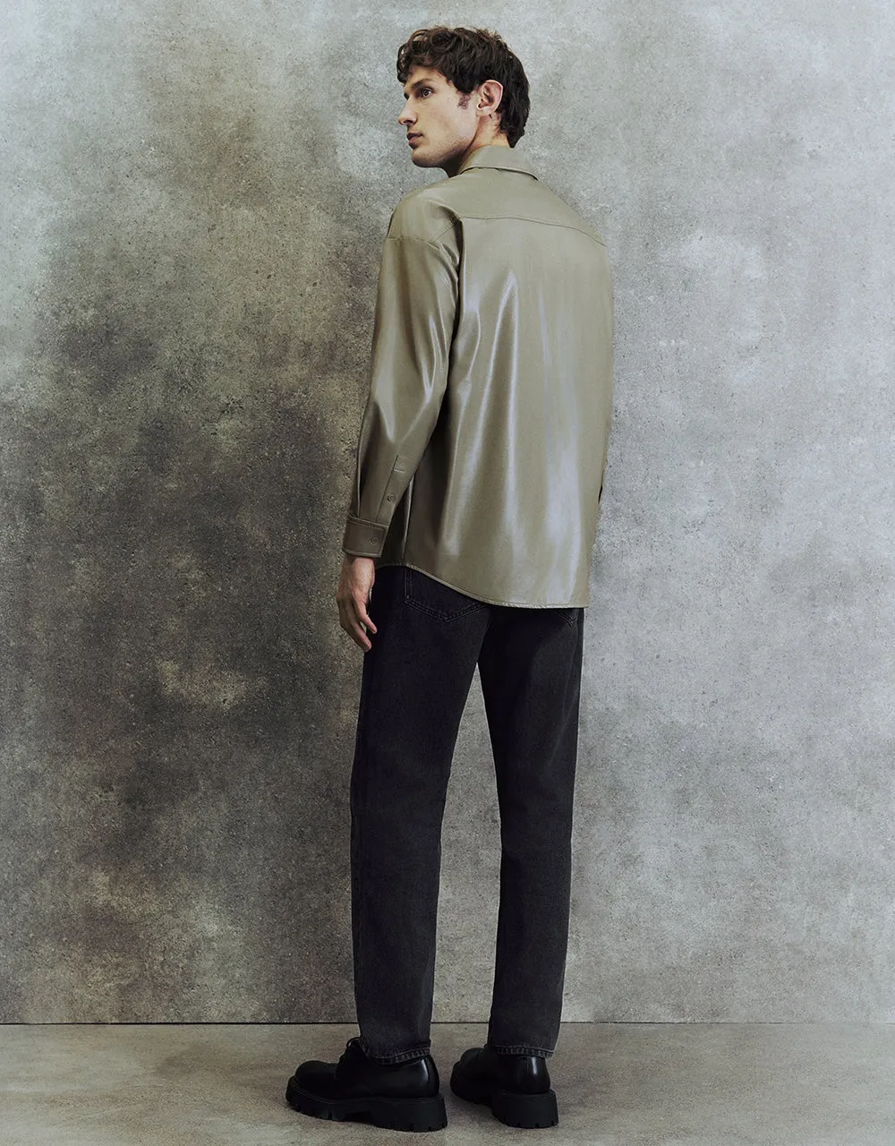 Vegan Leather Loose Shirt sold by Urban Revivo product image thumbnail 5