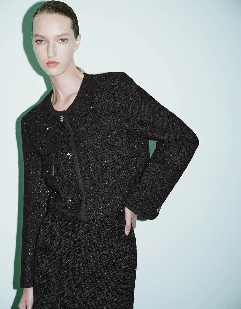 Crew Neck Tweed Jacket sold by Urban Revivo product image thumbnail 3