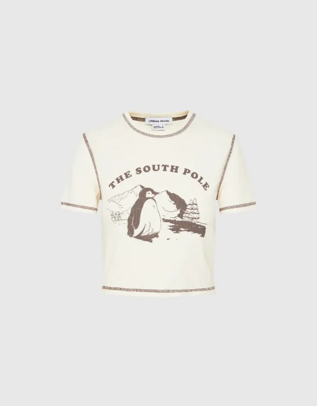 Crew Neck Skinny Graphic T-Shirt sold by Urban Revivo