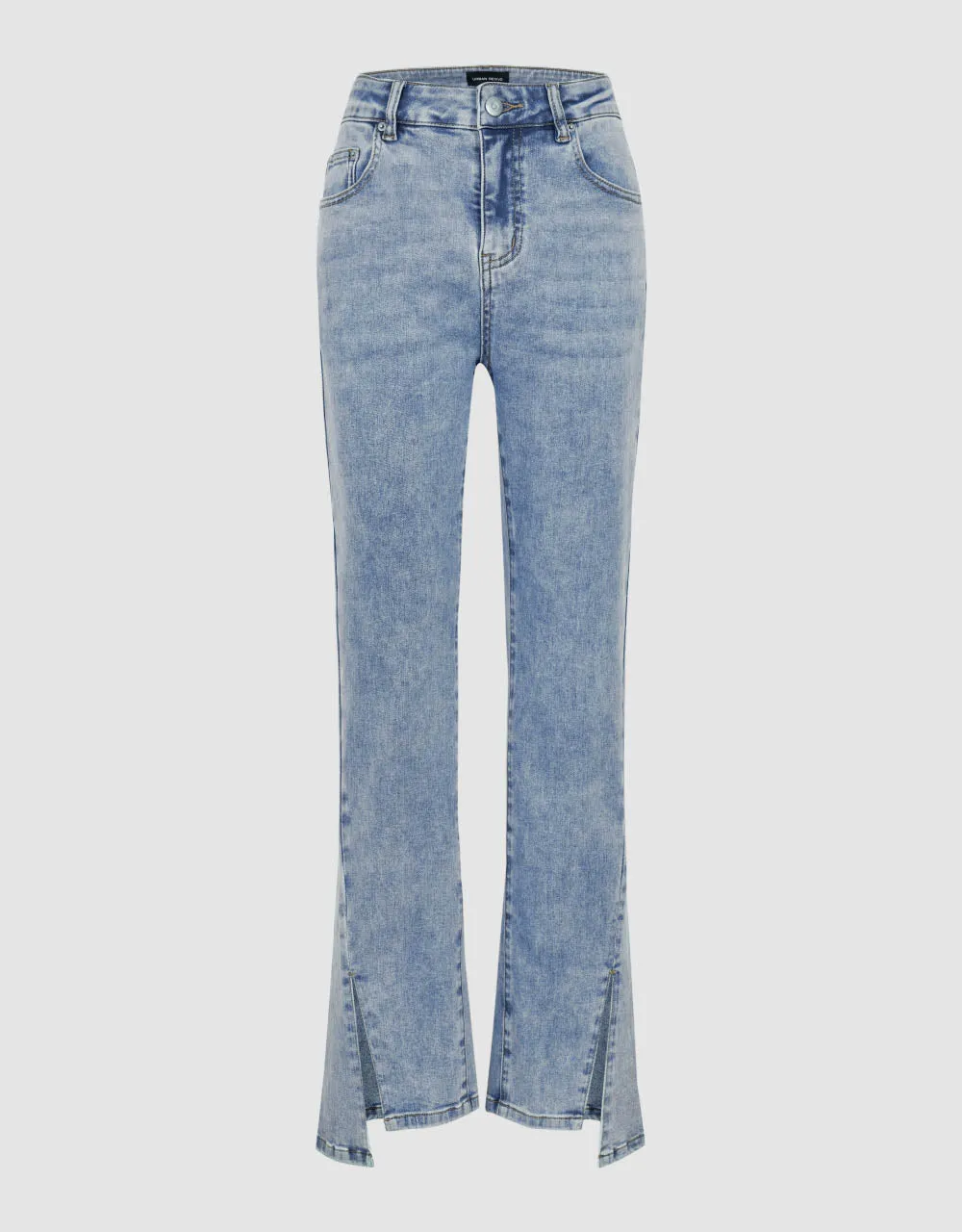 Split Hem Straight Jeans sold by Urban Revivo