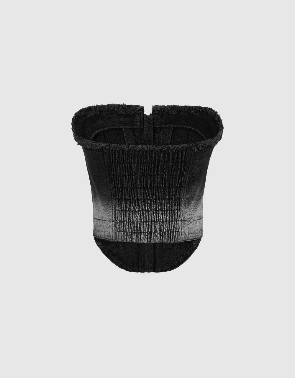 Zipper Front Raw Hem Denim Tube Top sold by Urban Revivo product image thumbnail 2