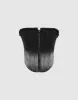Zipper Front Raw Hem Denim Tube Top sold by Urban Revivo