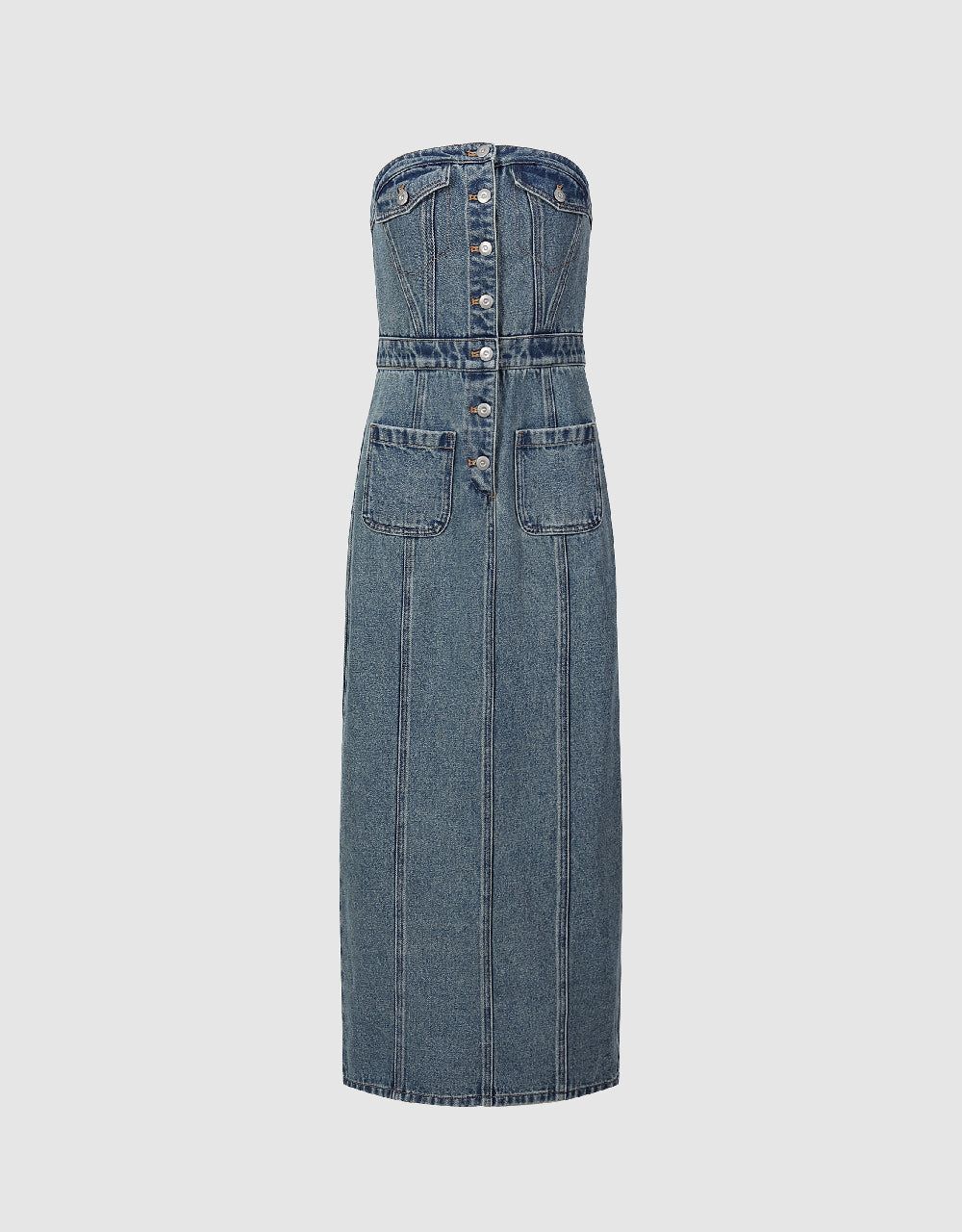 Sleeveless Off-Shoulder Denim Dress sold by Urban Revivo product image thumbnail 2