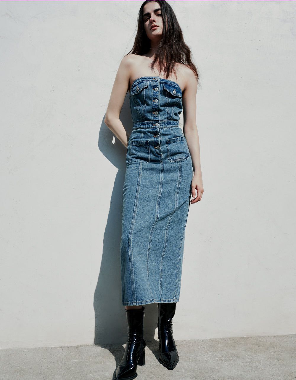 Sleeveless Off-Shoulder Denim Dress sold by Urban Revivo