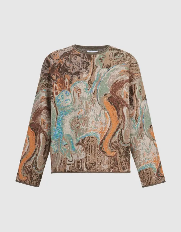 Printed Crew Neck Knitted T-Shirt sold by Urban Revivo