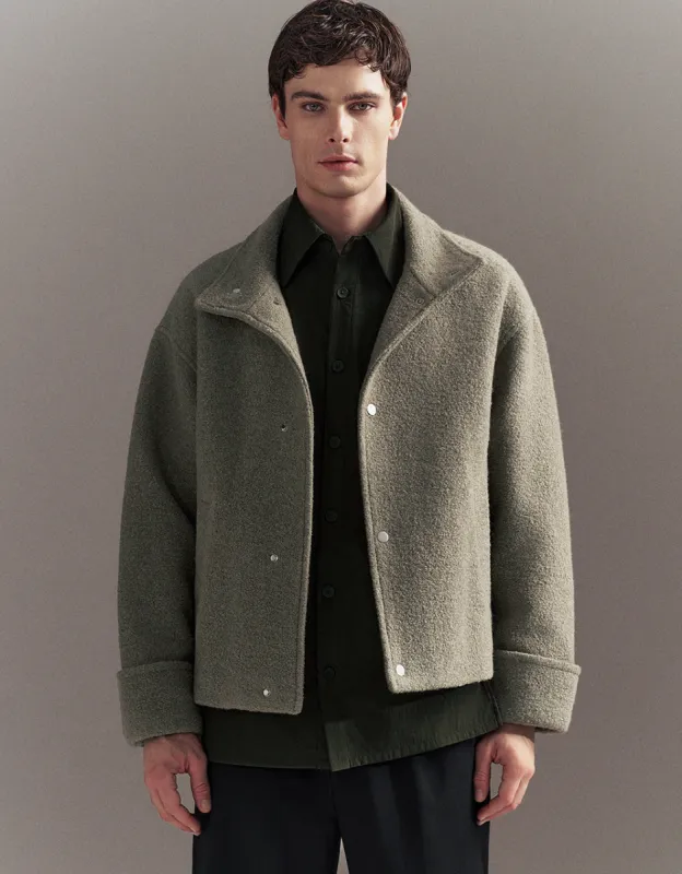 Stand Collar Furry Jacket sold by Urban Revivo