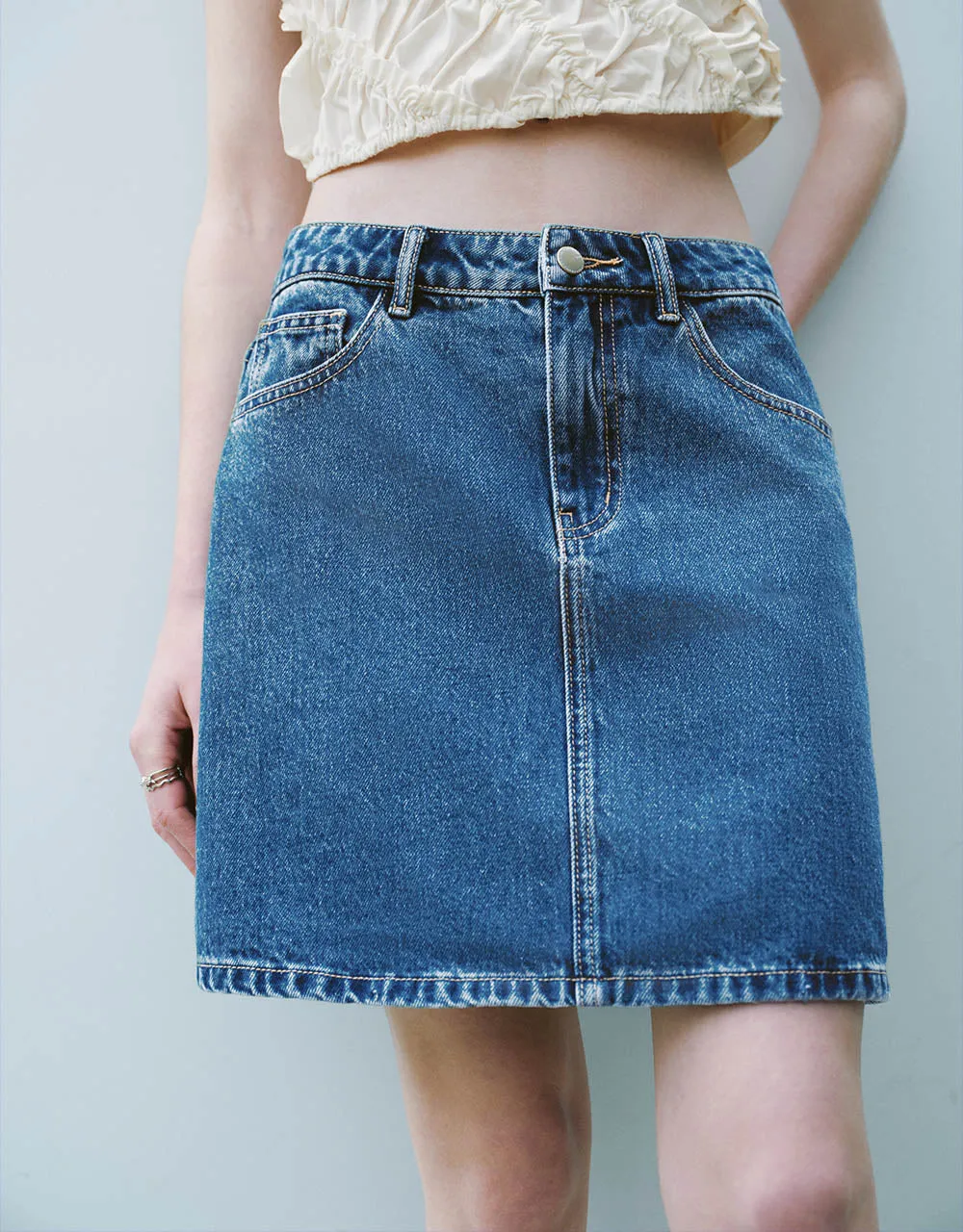 Mini A-Line Denim Skirt sold by Urban Revivo product image thumbnail 5