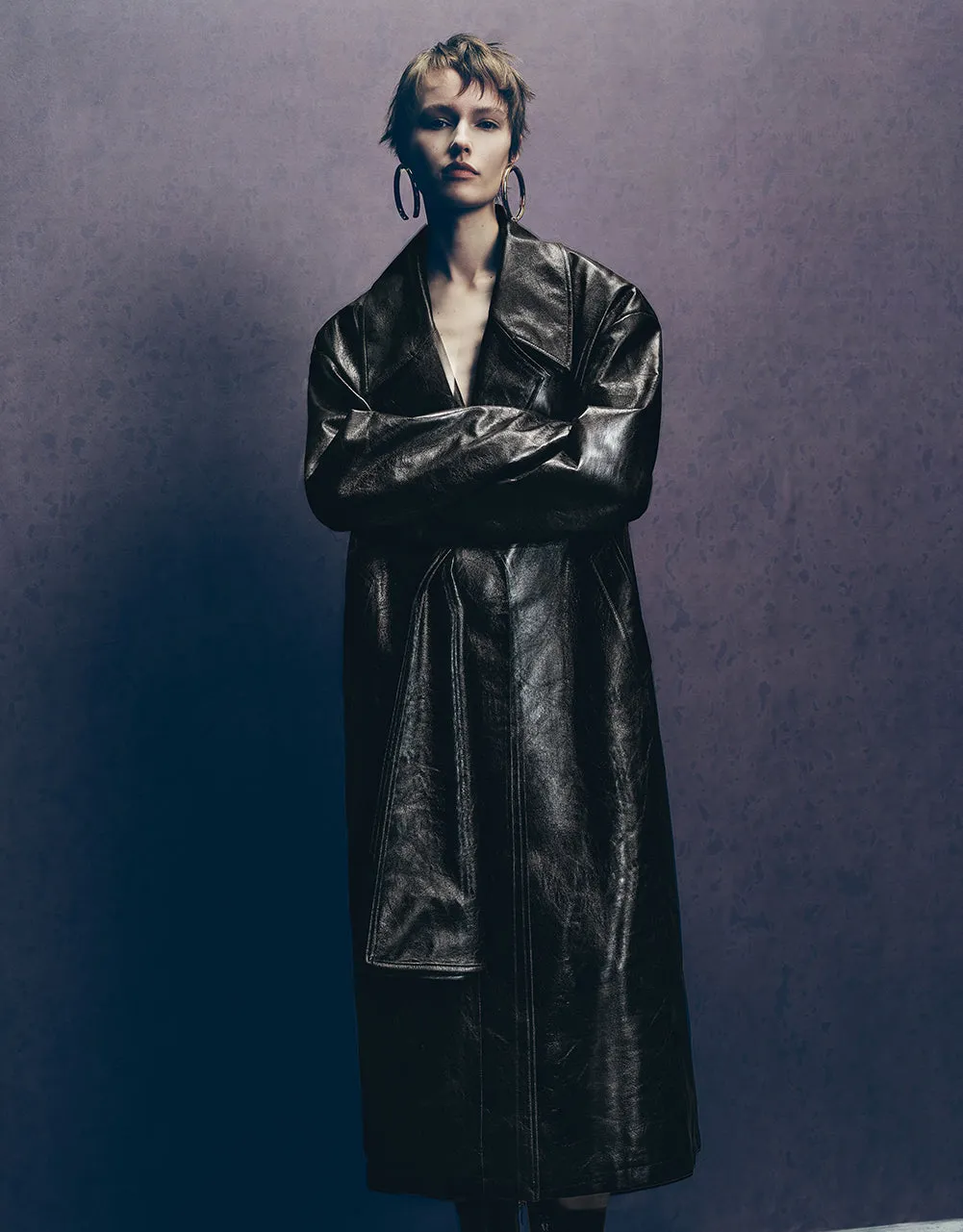 Vegan Leather Trench Coat sold by Urban Revivo product image thumbnail 3