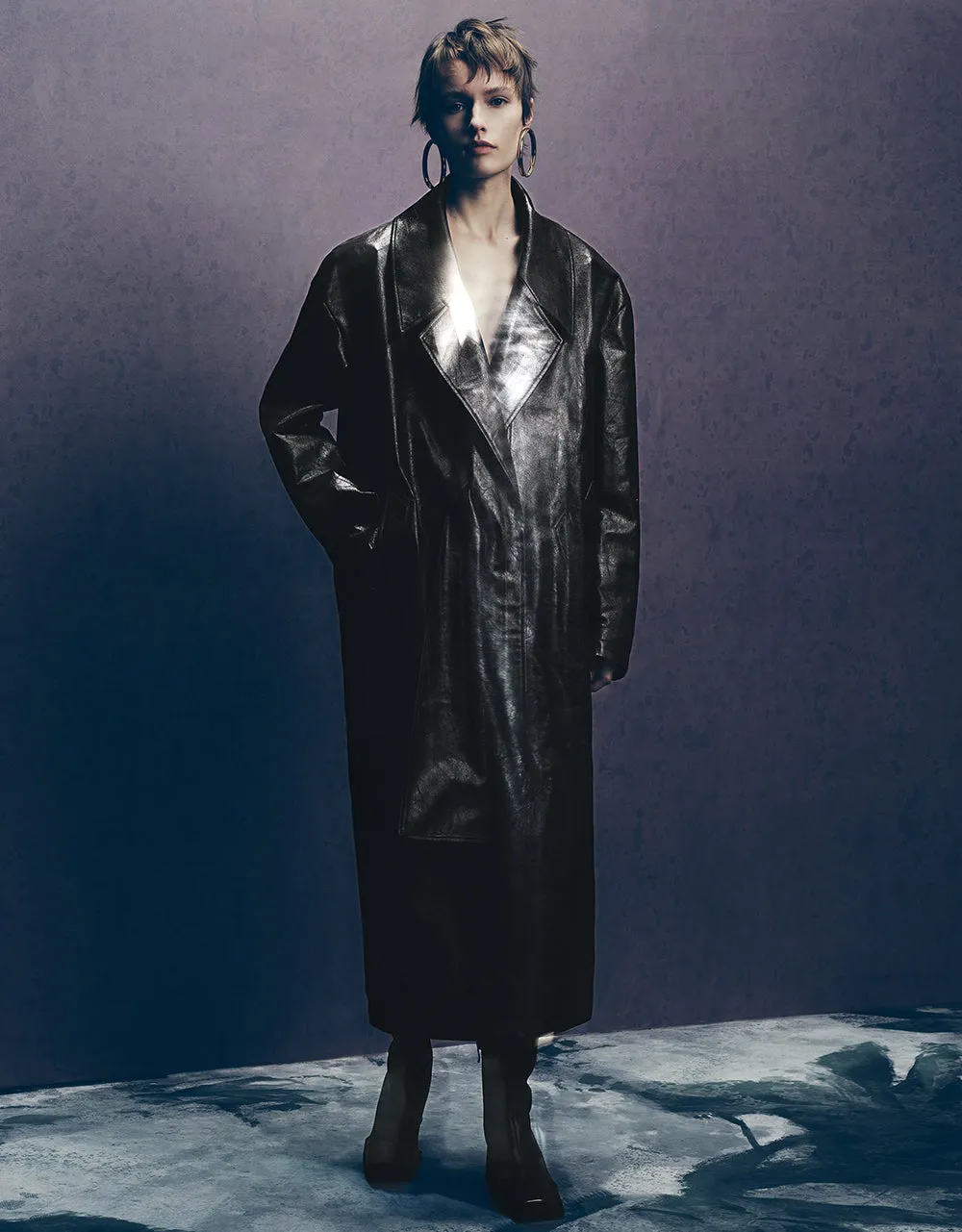 Vegan Leather Trench Coat sold by Urban Revivo