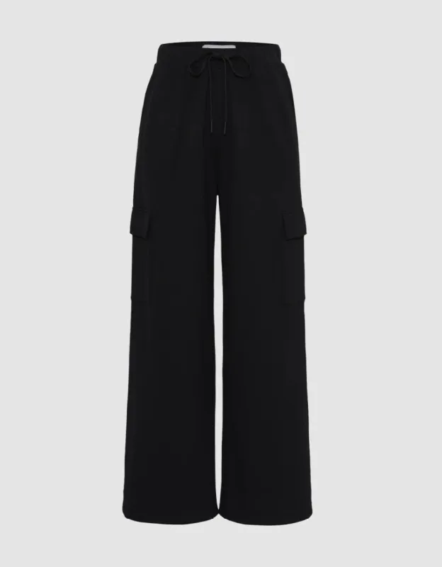Drawstring Waist Knitted Wide-Leg Pants sold by Urban Revivo