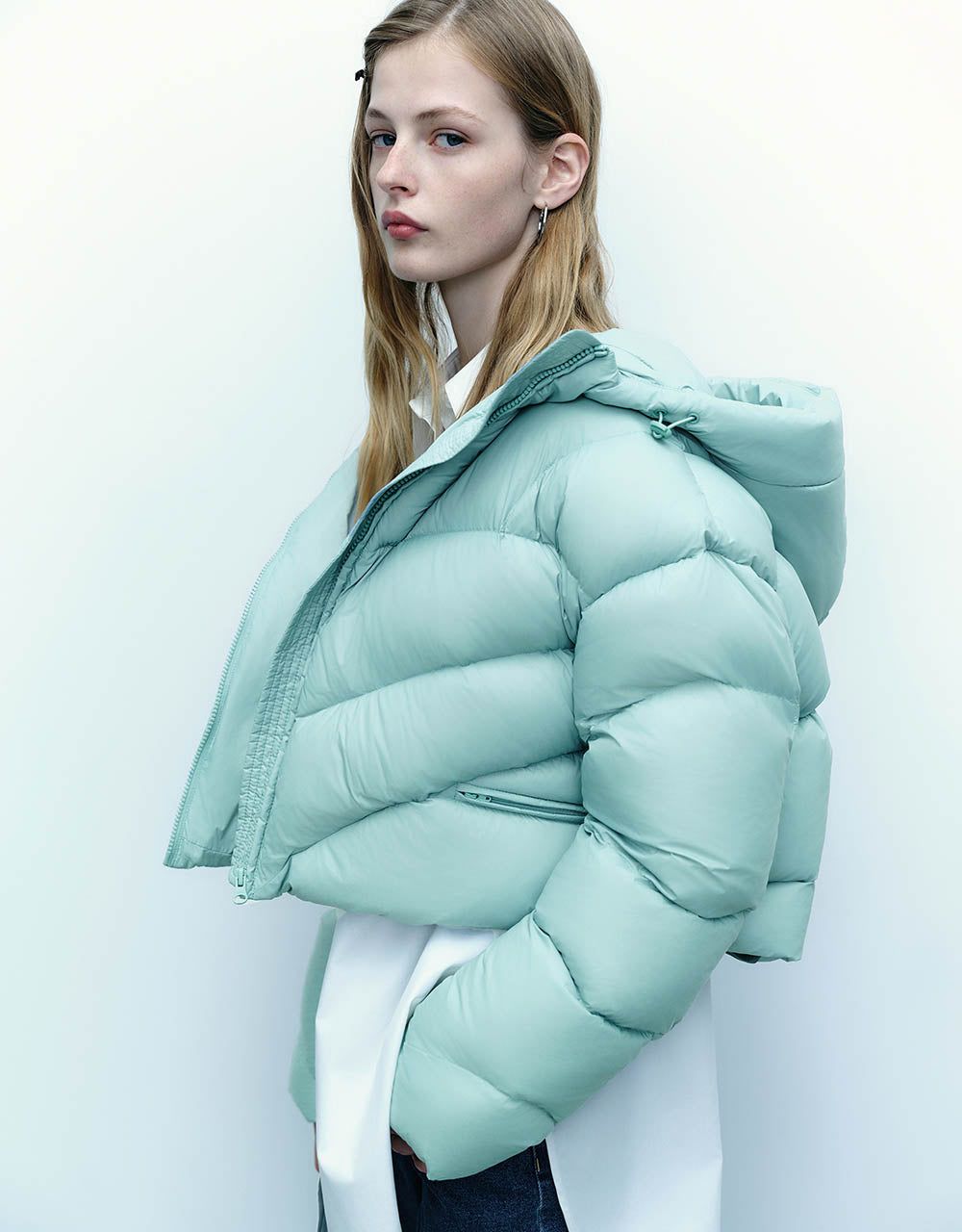 Zipper Front Hooded Down Jacket sold by Urban Revivo product image thumbnail 3