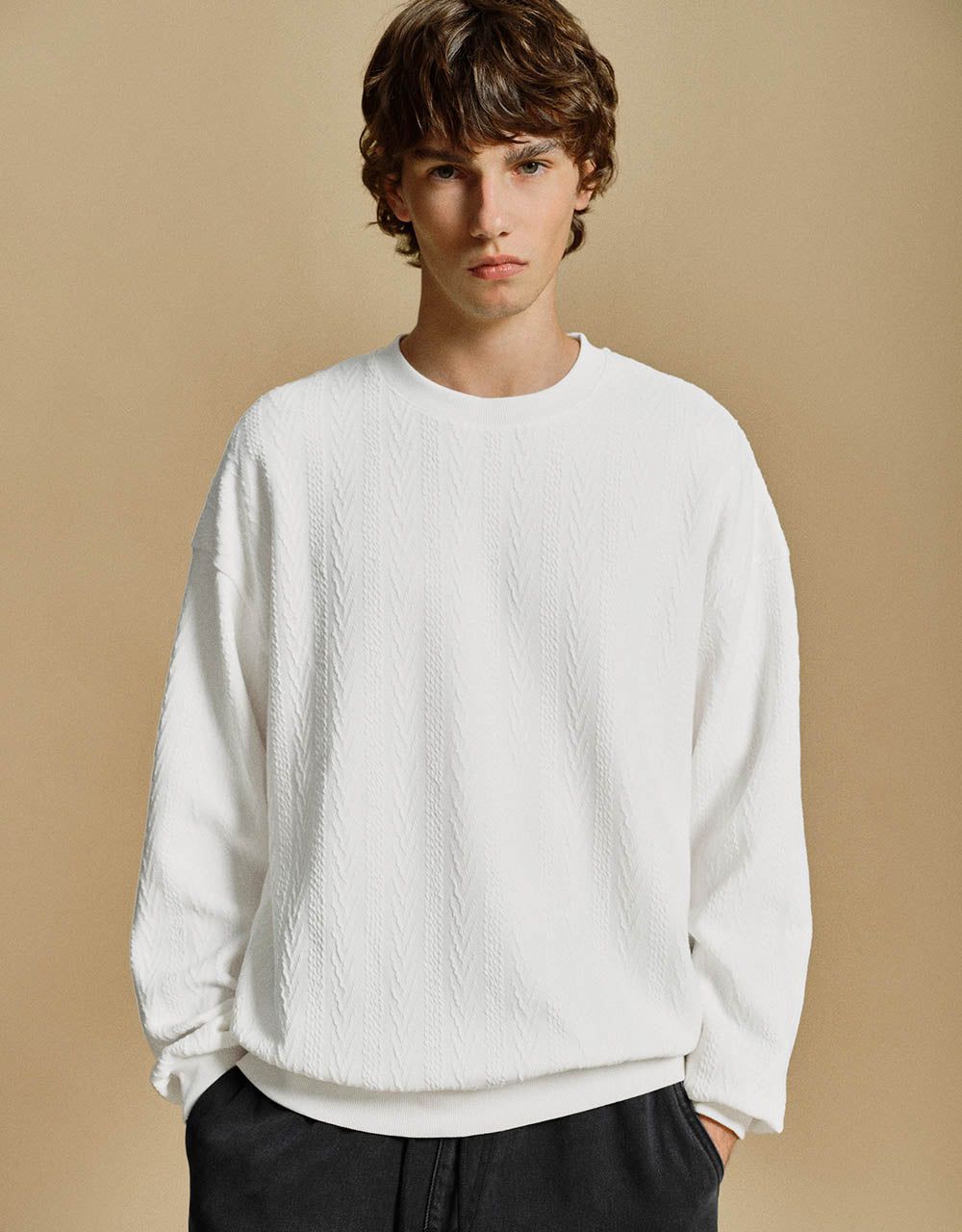 Drop Shoulder Sleeve Crew Neck Sweatshirt sold by Urban Revivo