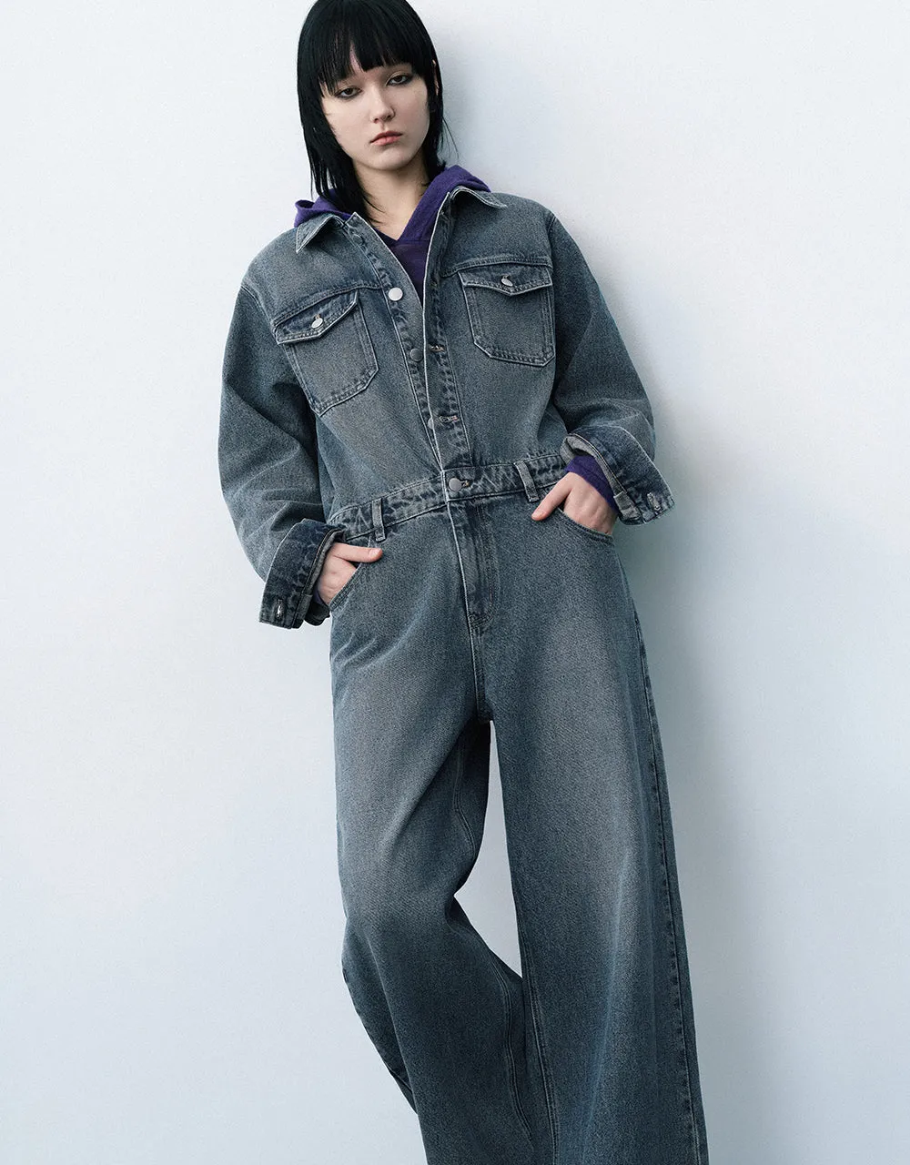 Long Denim Jumpsuit sold by Urban Revivo product image thumbnail 4