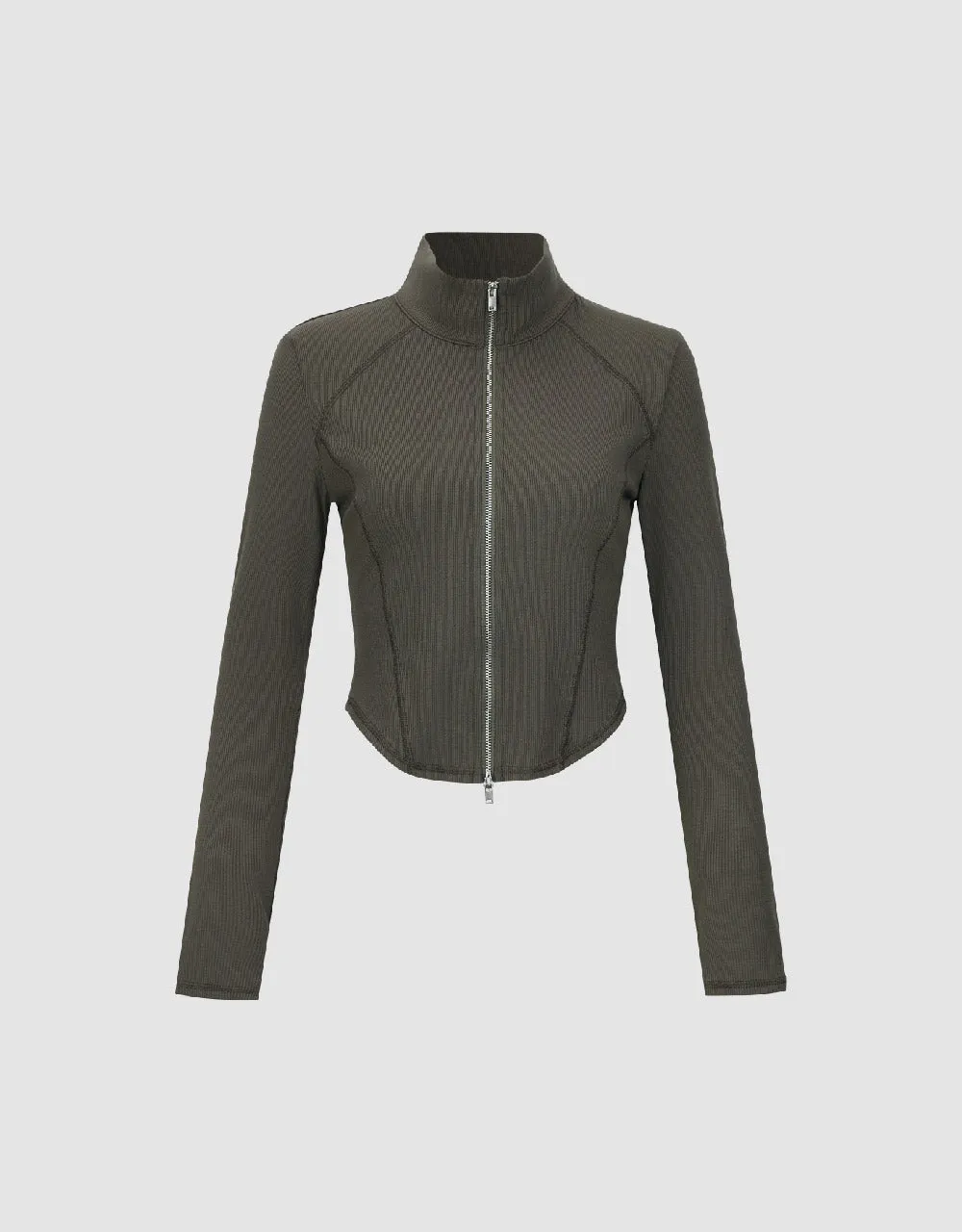 Zipper Front Knitted Skinny Jacket sold by Urban Revivo