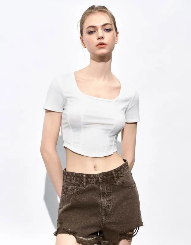 U Neck Skinny T-Shirt sold by Urban Revivo