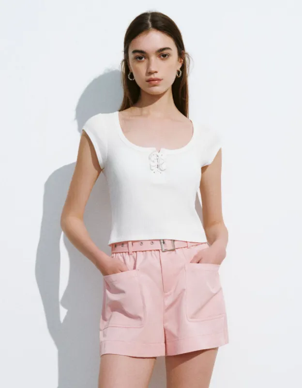 Lace Up Crew Neck Knitted Tank Top sold by Urban Revivo