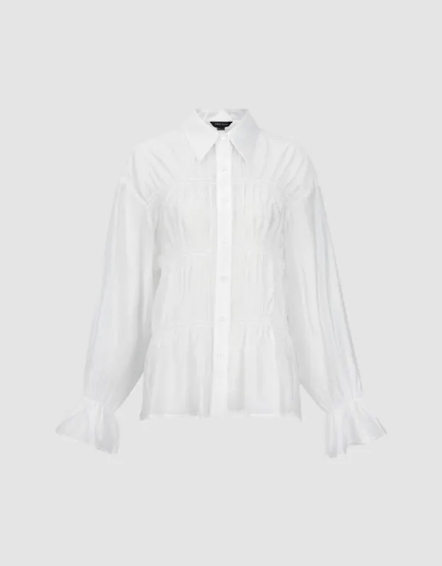 Shirred Button Up Straight Shirt sold by Urban Revivo