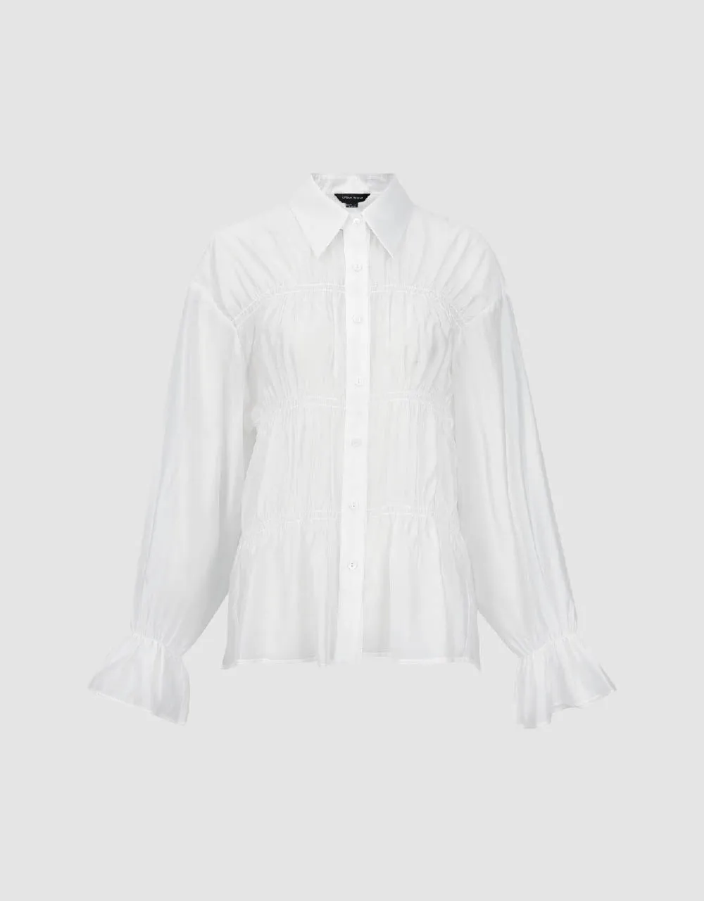 Shirred Button Up Straight Shirt sold by Urban Revivo