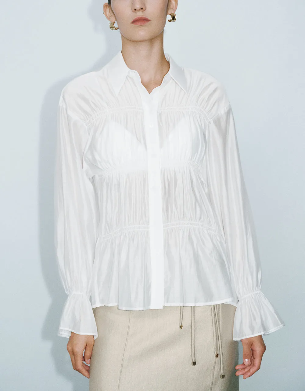 Shirred Button Up Straight Shirt sold by Urban Revivo product image thumbnail 2