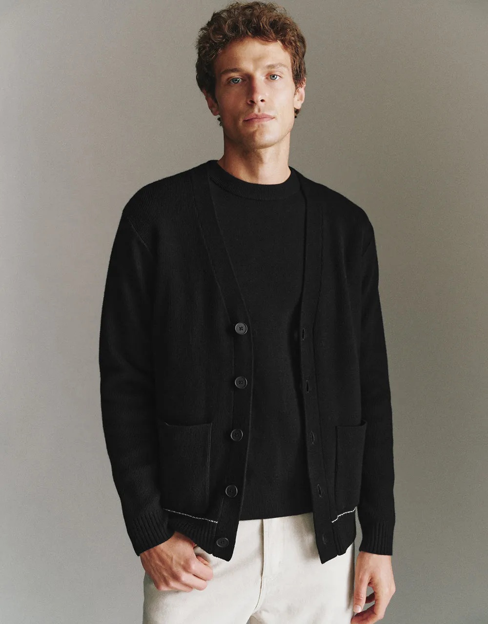 V-Neck Knitted Cardigan sold by Urban Revivo