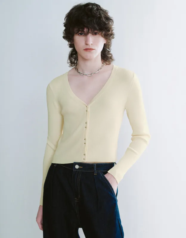 V-Neck Knitted Cardigan sold by Urban Revivo