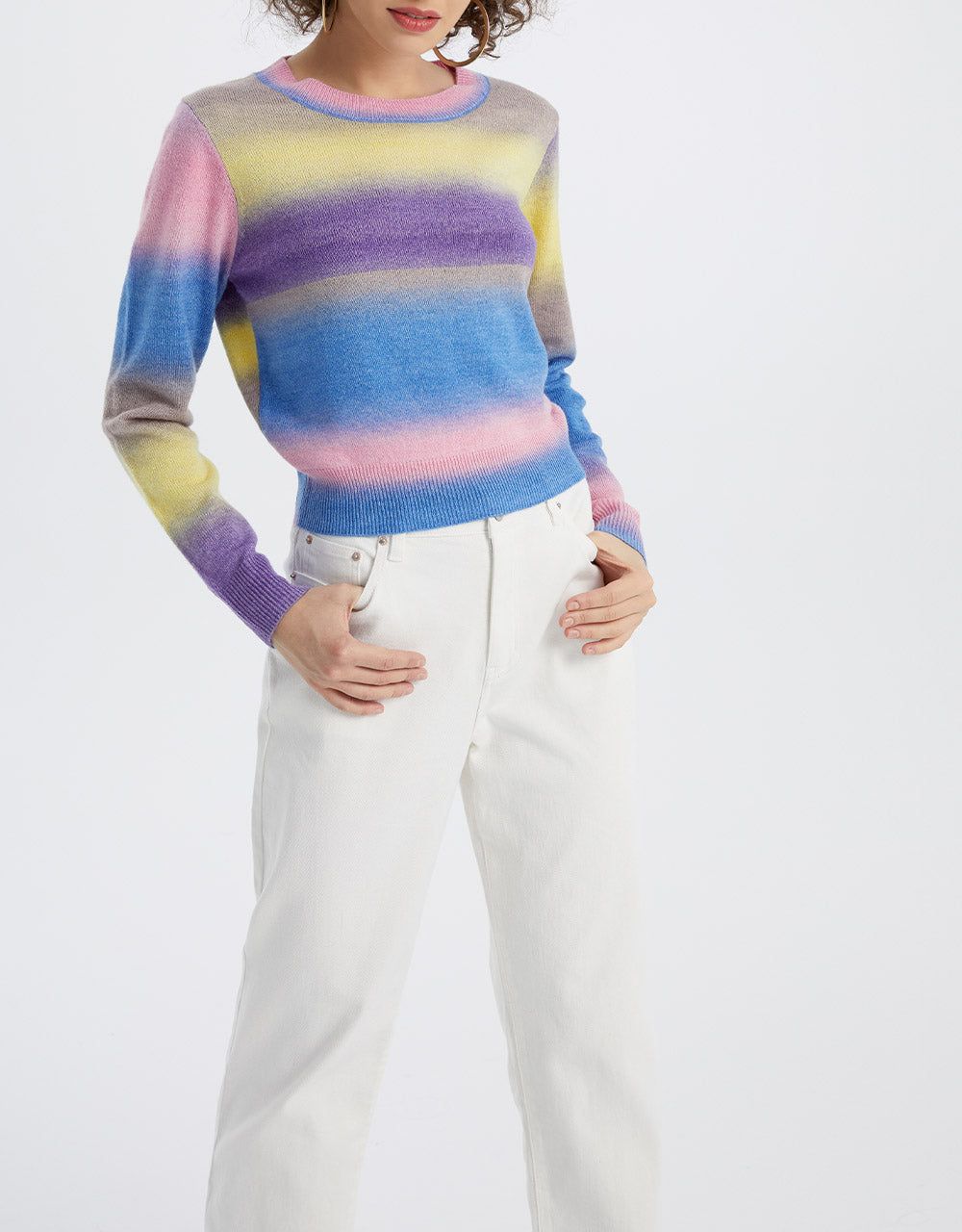 Ombre Rainbow Striped Holiday Sweater sold by Urban Revivo product image thumbnail 4