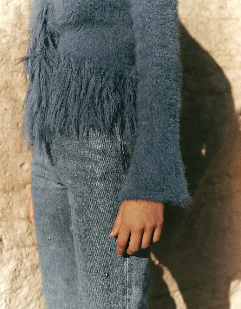 Furry Off-Shoulder Knitted Cardigan sold by Urban Revivo product image thumbnail 4