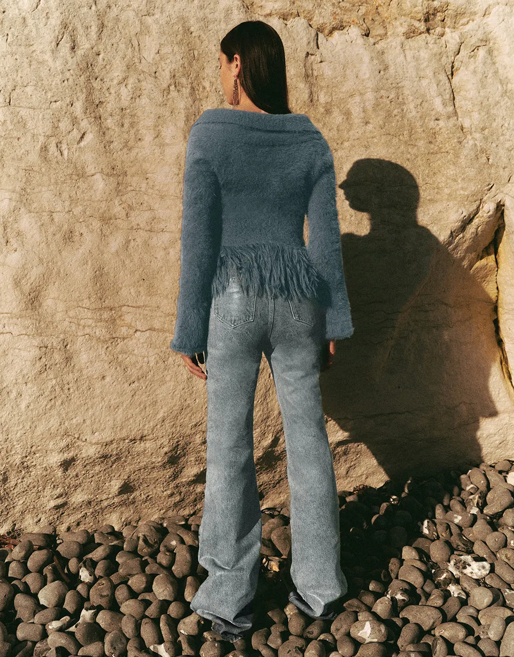 Furry Off-Shoulder Knitted Cardigan sold by Urban Revivo product image thumbnail 5