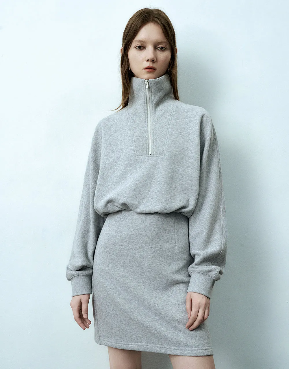 Zip Half Placket Skater Dress sold by Urban Revivo