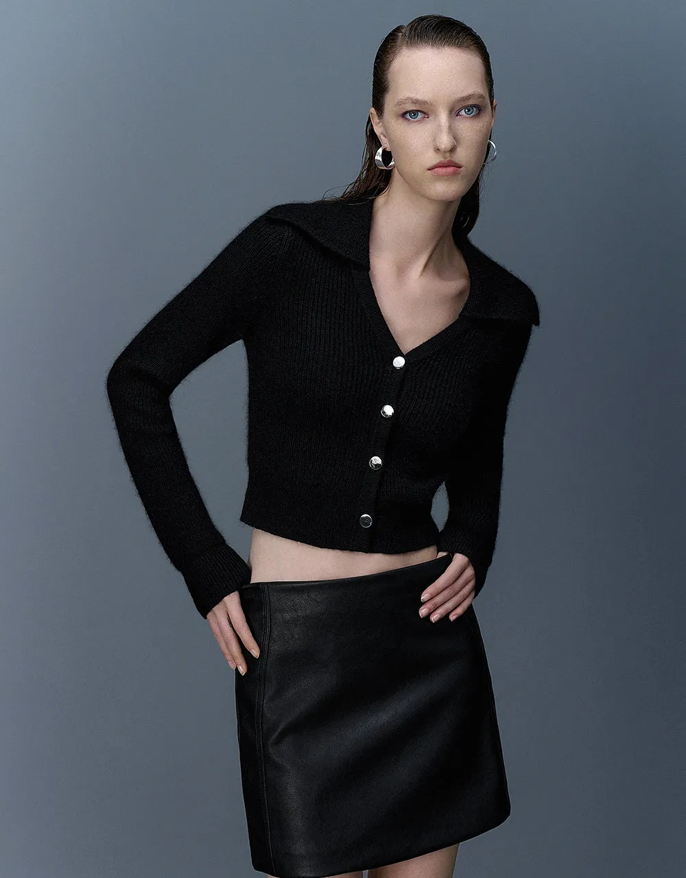 V-Neck Skinny Knitted Cardigan sold by Urban Revivo