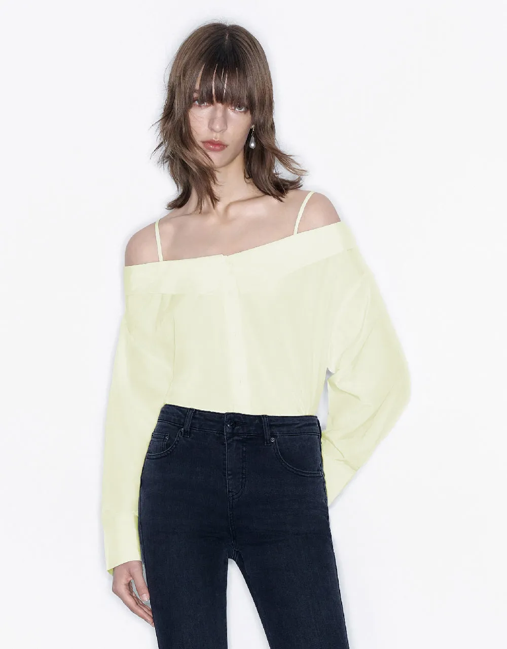 Off-Shoulder Straight Shirt sold by Urban Revivo