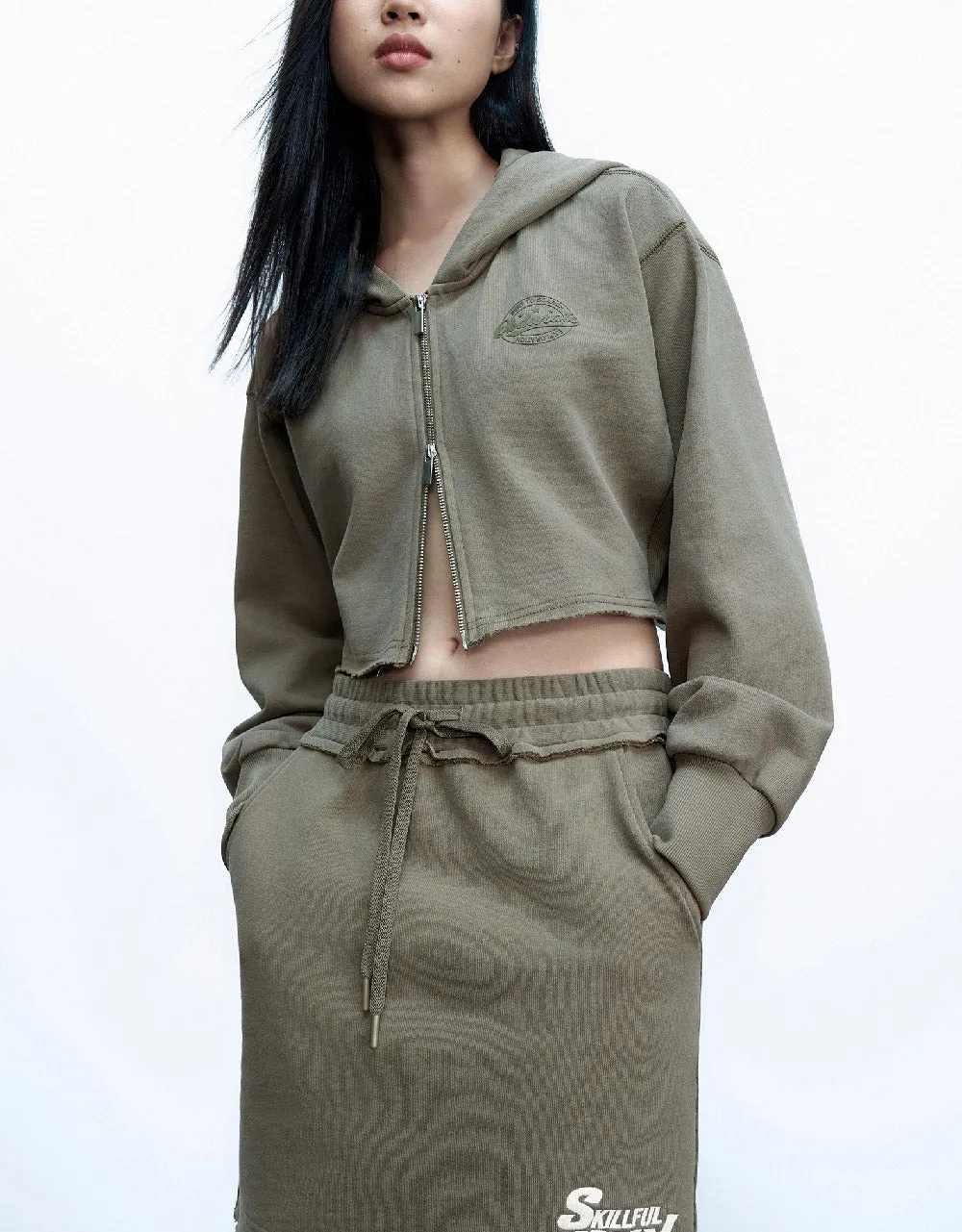 Cropped Zipper Front Hooded Jacket sold by Urban Revivo product image thumbnail 2
