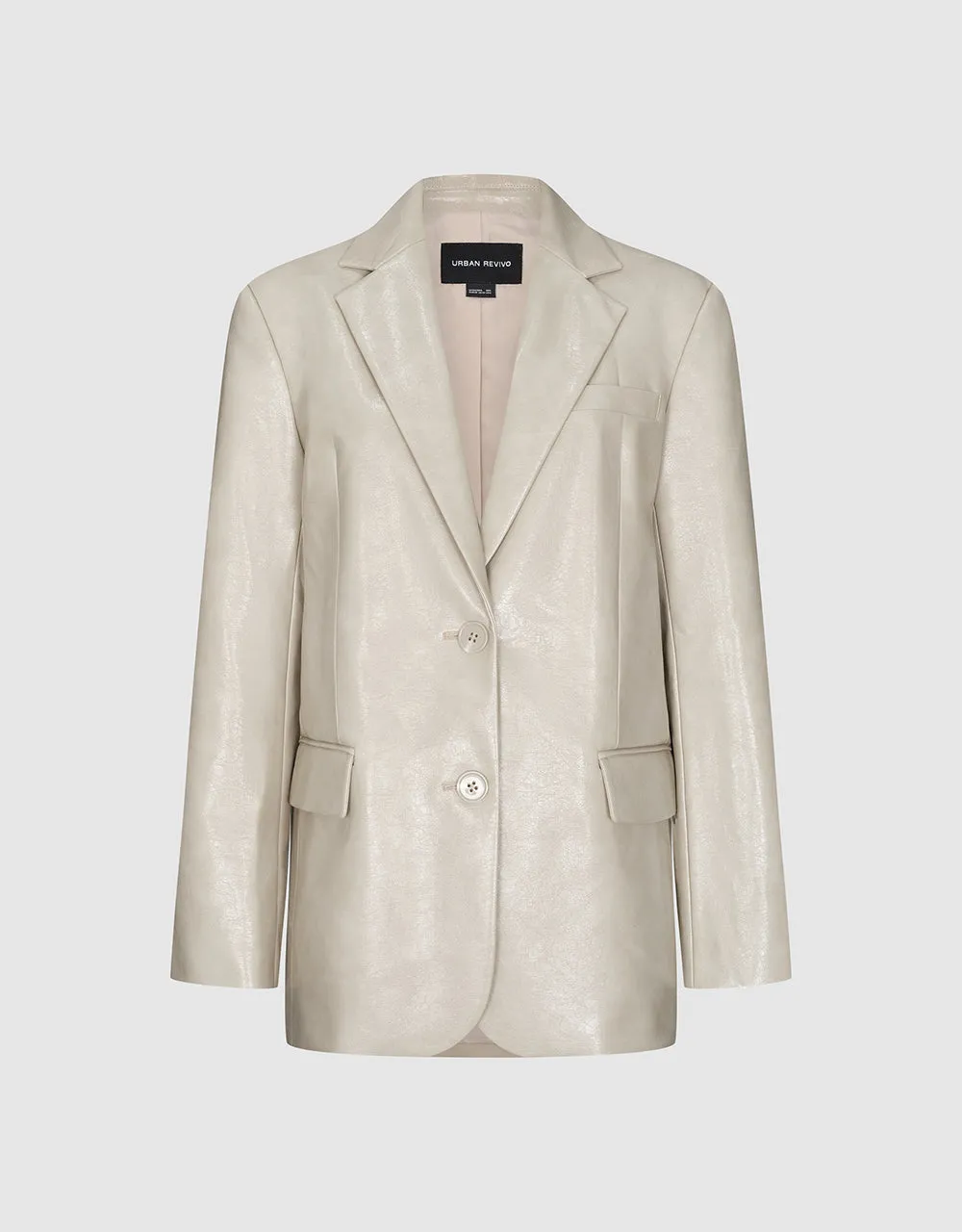 Notch Lapel Vegan Leather Straight Jacket sold by Urban Revivo product image thumbnail 2