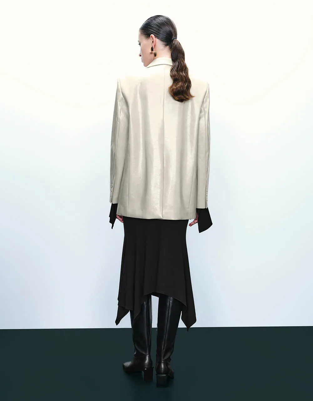 Notch Lapel Vegan Leather Straight Jacket sold by Urban Revivo product image thumbnail 4