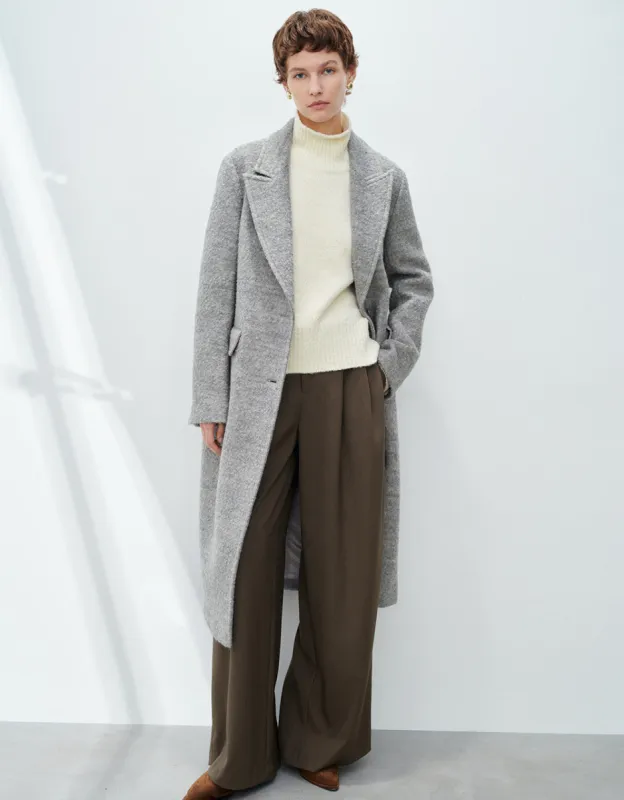 Peak Lapel Straight Longline Coat sold by Urban Revivo