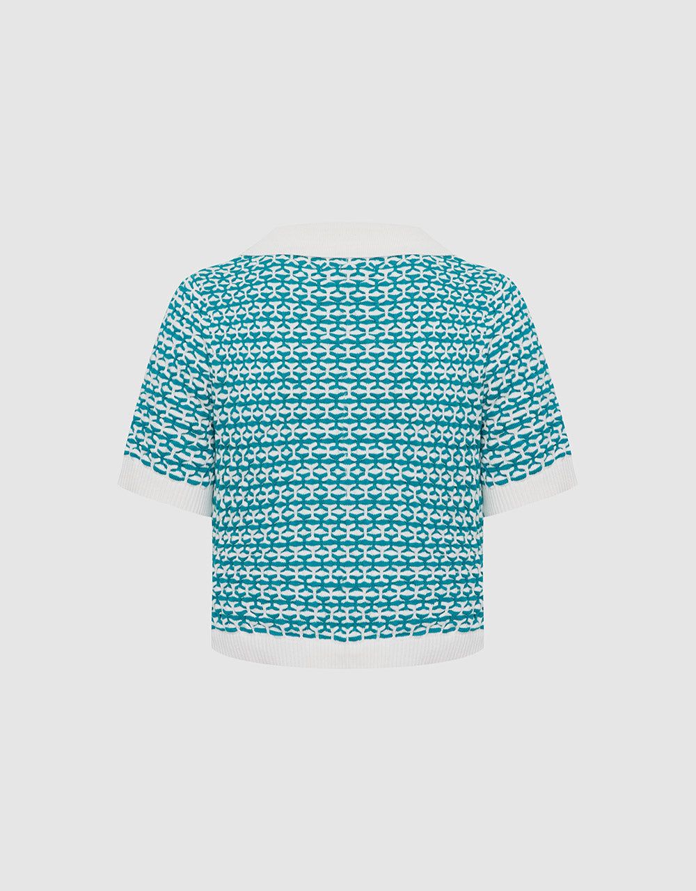 Geo Pattern Contrast Trim Knitted Top sold by Urban Revivo product image thumbnail 3