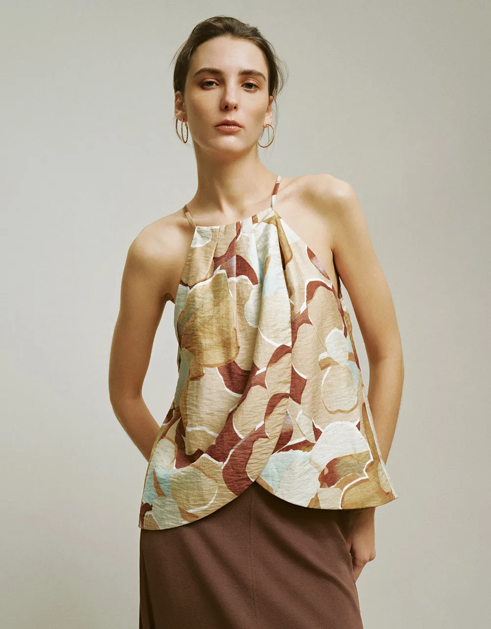 Printed Halter Neck Cami Top sold by Urban Revivo