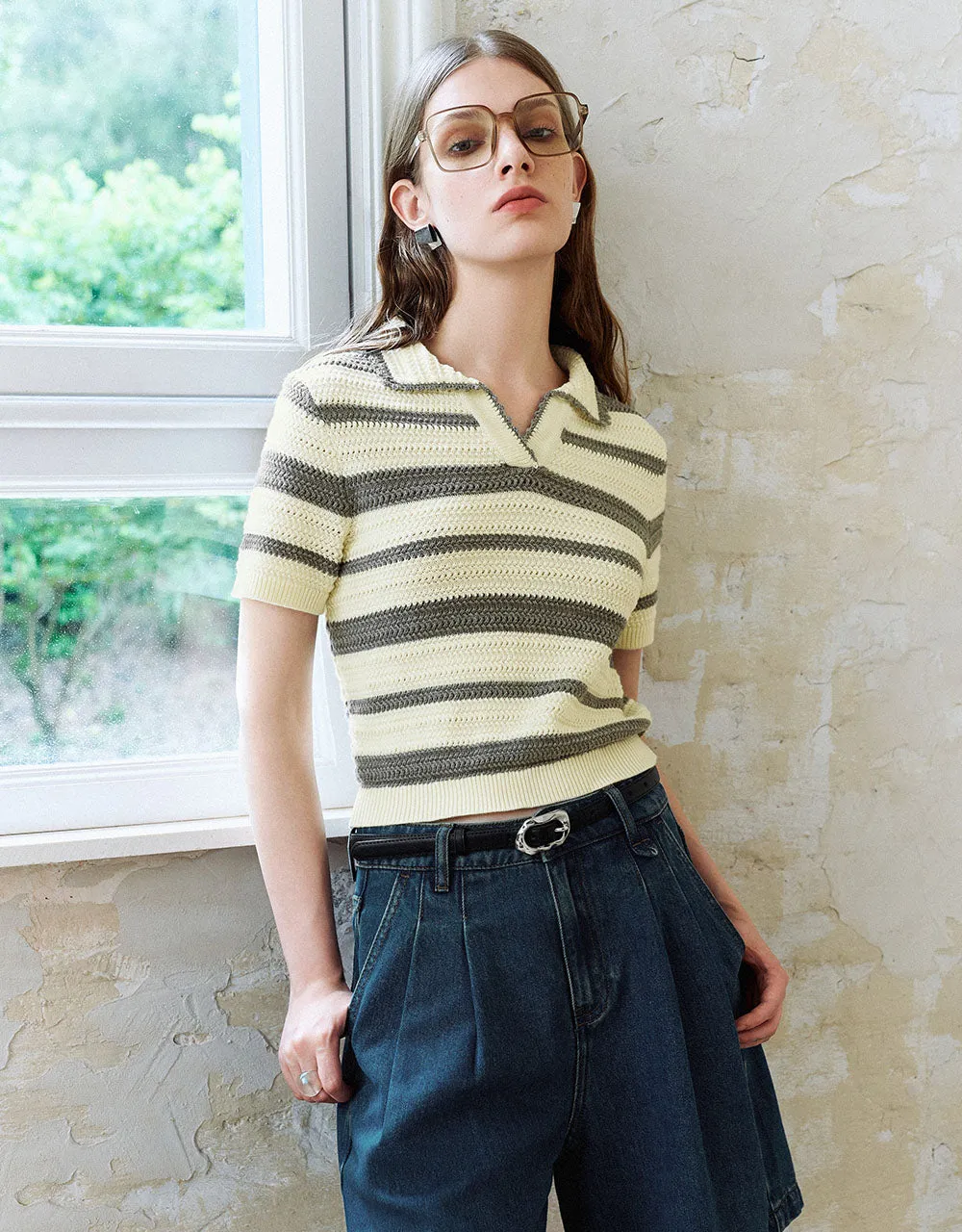 Striped Knitted T-Shirt sold by Urban Revivo